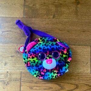 Beanie boo rainbow cheetah cat purse